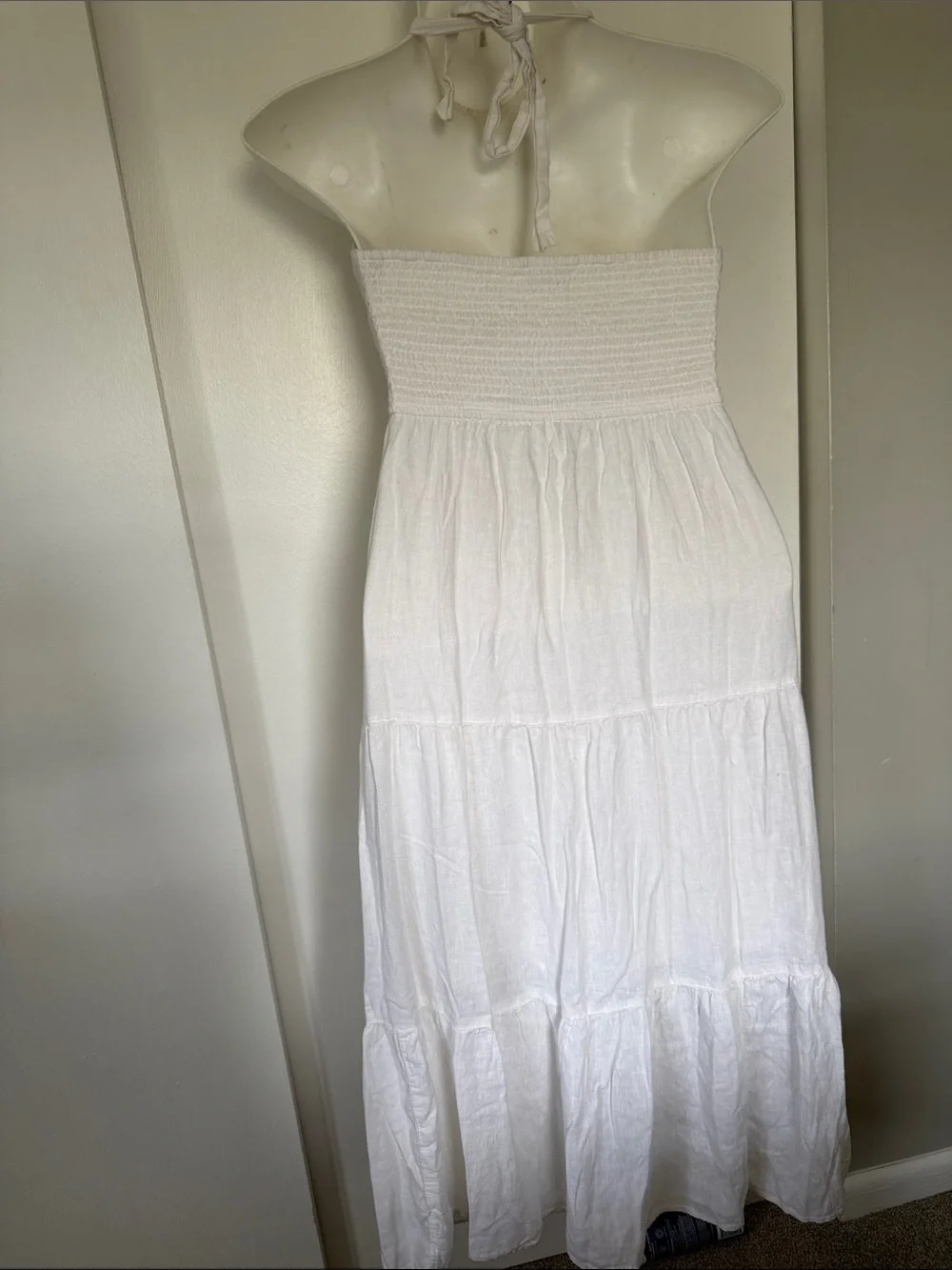 Abercrombie & Fitch White Strapless Halter Maxi Dress Petite Large